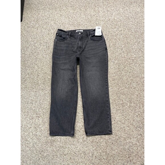 NWT Abercrombie & Fitch The Ankle Straight Ultra High-Rise Black/Gray 31/12s - Picture 2 of 9